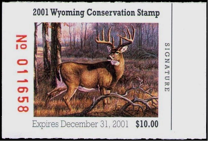 XItem Wyoming Conservation/Duck Stamp 2001 $10.00 (deer) - Image 1 of 1