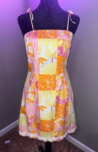 Lilly Pulitzer Women's Vtg. Lined Shift Cotton Patchwork Owl Floral Dress 6 EUC - Picture 1 of 10