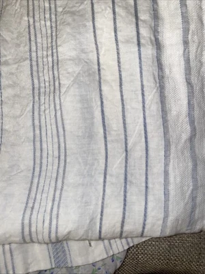 Restoration Hardware Italian Jacquard Stripe Linen Standard Sham Pacific Blue  - Image 1 of 4