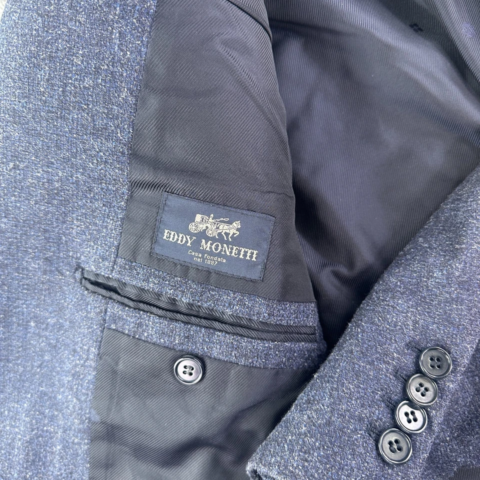 Blazer Abrigo Deportivo Eddy Monetti 52R Azul Marino Lana Brezo Cabello Camello Seda Italia Foto 1 de 4