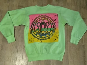Vintage 90’s LA Gear Crewneck Sz M Neon Lime Green Los Angeles Logo Made In USA - Picture 1 of 7