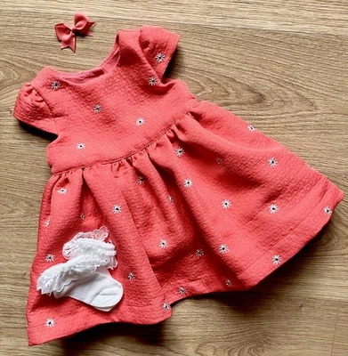 С ЯРЛЫКАМИ Baby girl 3-6 месяцев Mothercare наряд платье вечеринки Summer коралл одежды - Изображение 1 из 4