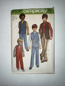 🌸 1971 SIMPLICITY #9336 - BOYS RETRO SHIRT-PANTS-REVERSIBLE VEST PATTERN  6 FF - Picture 1 of 4