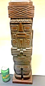 HUGE 23” RARE AZTEC MAYAN IDOL WOOD CARVING SCULPTURE MEXICO FOLK ART - STORAGE - Picture 1 of 7