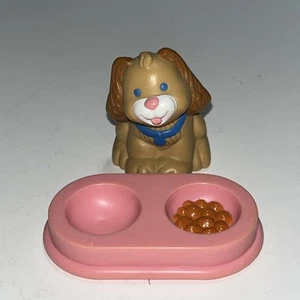 Vtg 1993 Fisher Price Loving Family Dollhouse Dog And Pink Food Bowl - Picture 1 of 4
