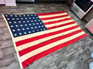 Vintage HORTIE-VAN Mfg Co. 48 Sterne amerikanische Flagge PASADENA 5x8 LARGE XL RARE - Bild 1 von 11