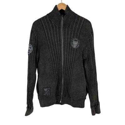 Chaqueta Suéter INC Para Hombres Acanalada Piel Sintética Forrada con Cremallera Talla L Gunge Fleur de lei Foto 1 de 4