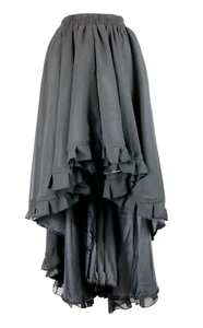 Damen Rock Schwarz Chiffon Satin High Low Renaissance Gothic Steampunk Pirat - Bild 1 von 6