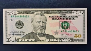 $50 Dollar Bill 2013 Uncirculated U.S Federal Reserve Note MF 60480901 A - Picture 1 of 2