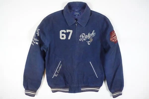 Polo Ralph Lauren Jacket Spartans Corduroy Blue Varsity Letterman RARE S - Picture 1 of 5