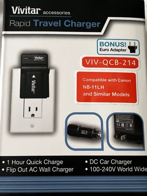 Vivitar Accessories ~ Rapid Travel Charger ~ VIV-QCB-214 ~ 1 Hour Quick Charge ~ Foto 1 de 4