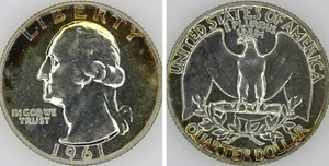 1961 Silver Proof Washington Quarter - Spectacular Rainbow Toning - See Video - Picture 1 of 4