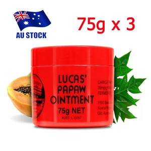 3X LUCAS' PAPAW OINTMENT 75g Pawpaw Cream Paw Paw Ointment Genuine NEW - Picture 1 of 10
