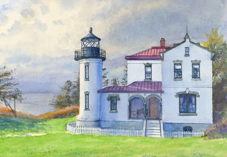 Маяк Admiralty Head, фут Кейси, остров Уидби, штат Вашингтон Художественные гравюры Криса Олдхэма - Изображение 1 из 1