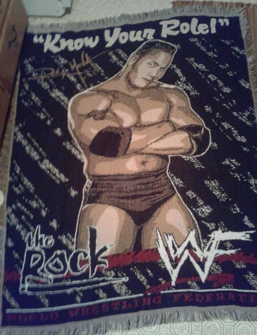 Vntg WWF Wrestlemania THE ROCK Throw Blanket 42x54 DWAYNE JOHNSON Know Your Role Cover
