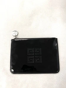GIVENCHY Parfums Black Patent Leather Logo Zip Pouch Wallet Clutch Make-Up Bag - Picture 1 of 7