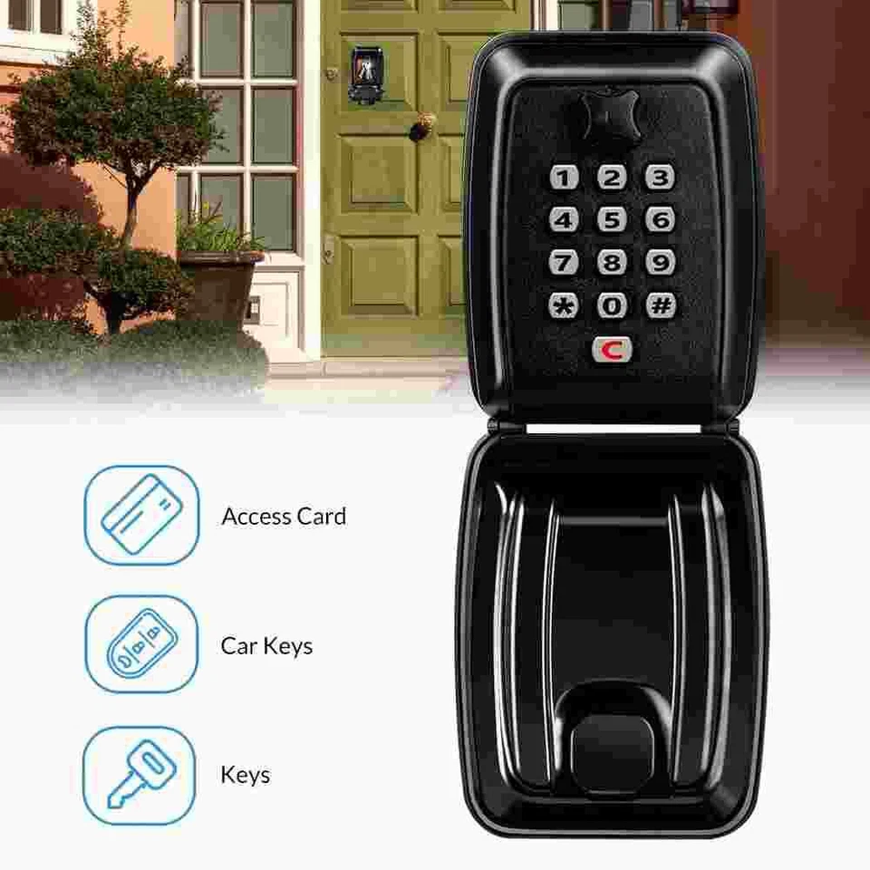 Key Lock Box with Push Button Wall Mounted Spare Key Storage Box Case Portable  - Image 1 of 4