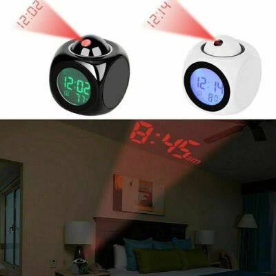 LED Alarm Clock Digital Projection LCD Display Voice Talking Projector Snooze - Image 1 of 4