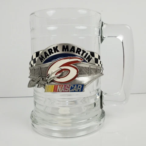 Vintage Nascar Mark Martin #6 Valvoline Glass Beer Mug Stein NOS 1999 Cover