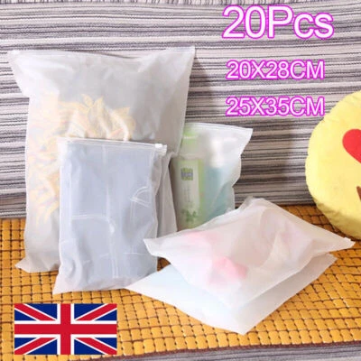 20X Travel Clothes Bags Frosted Resealable Bag Plastic Zip-lock Seal Storage Bag - Image 1 of 4