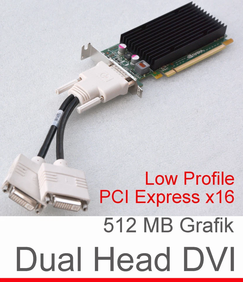 Graphics Card Pcie Dual Head 512MB Nvidia Quadro NVS300 Low Profile DMS59 G14+ - Image 1 of 1