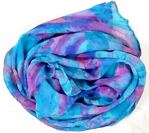 Blau Blumenmuster weicher Chiffon Schal Stola Halstuch Schals 56 cm x 196 cm - Bild 1 von 4