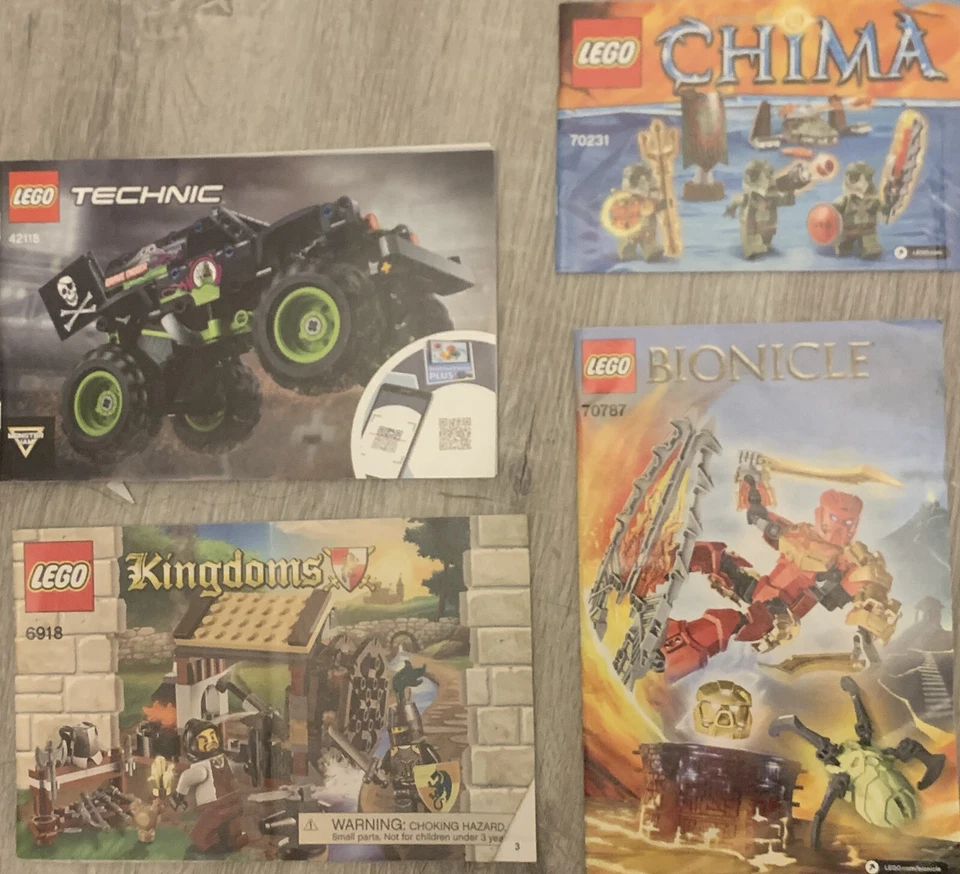 Lote de 4 Instrucciones Lego Solo 42118 6918 70787 70231 Binoicle Monster Jam Foto 1 de 1