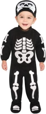 Bitty Bones Skeleton Skull Cute Fancy Dress Up Halloween Baby Child Costume - Image 1 of 2