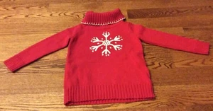 Girls Gymboree Sweater Size XS 3-4 Winter Cheer line Red W/ white snowflake - Picture 1 of 2