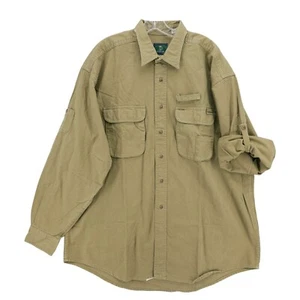 CAMEL Button Up Safari Shirt Pockets VTG 90s Cigarettes Cotton Khaki Beige XL - Picture 1 of 8