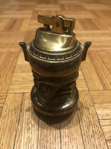 Vintage Brass Dragon Urn Tabletop Music Box Lighter - Made In Japan - EXC - Picture 1 of 16