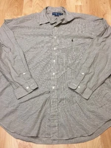 Ralph Lauren Men's Long Sleeve Brown Checkered Button Down Shirt Size 18 36/37 - Picture 1 of 6