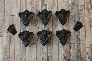 6 Stck. Vintage Gusseisen Davil Gesicht Schublade Schranktür Tor Bauernhof zieht Knöpfe Griffe - Bild 1 von 10