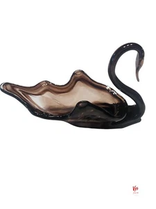 Mid-Century Modern, Murano-Style Swan Art Glass Bowl in Lovely Aubergine! - Picture 1 of 5