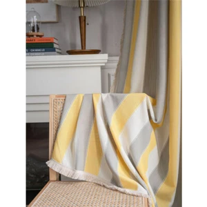 Vintage Stripe Curtain Living Room Tassels Window Kitchen Drape Trestment Decor - Picture 1 of 53