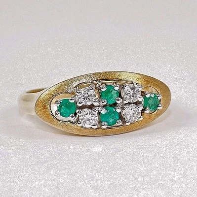 Ring in 585 Gold 14 Karat mit Smaragd und Brillant 0,25ct.w.si - Bild 1 von 4