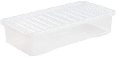 Large 42 Litre Clear Plastic Underbed Storage Box & Lid Food Storer Stackable - Image 1 of 3