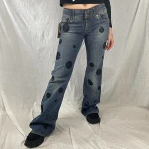 john Galliano low rise flared jeans women new tag denim italy size w 28 - Picture 1 of 8