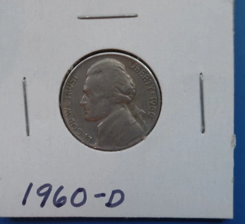 1960 D Jefferson Nickel - .*** FREE SHIPPING *** You get the Coin in Photo **** Cover