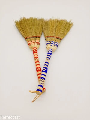  2 Piece of 11 inch Tall of Mini Thai Handmade Cleaning Natural Grass Broom  - Image 1 of 4