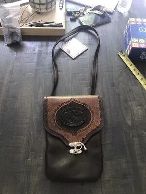 Small Western Leather Canvas Horse Sling Crossbody Bag — 第 1/4 张图片