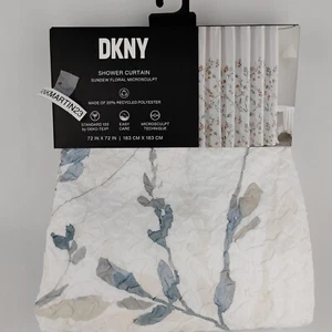 DKNY Sundew Microsculpt Shower Curtain Pink Blue Green Floral Fabric New - Picture 1 of 5