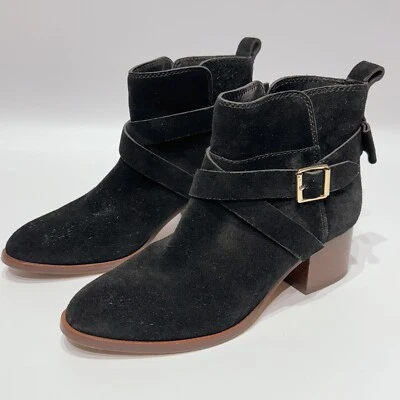 Kate Spade Polly Black Suede Buckle Strap Ankle Booties Boots Women’s Size 8M - Image 1 of 4