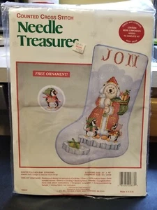 Needle Treasures South Pole Holiday Stocking Cross Stitch Kit Polar Bear NIP - Picture 1 of 7