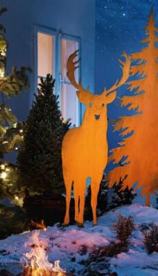 Garten Stecker "Hirsch" aus Metall in Rost Optik, 112 cm hoch, Deko Sticker - Bild 1 von 4