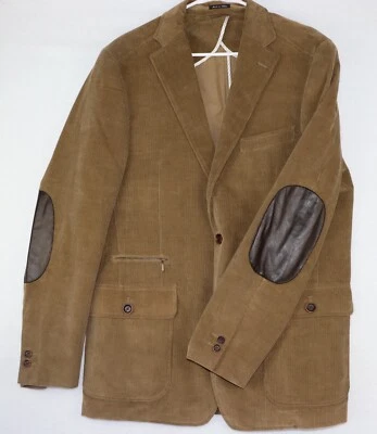 Chaqueta Blazer Patrick James Para Hombre Marrón Sólido Forrada con Botones Pana 42 Larga Foto 1 de 4