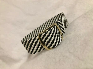 18mm Perlon Mesh New Old 1960s Watch Band Black & White-Gold Buckle M0NI-M004 - Picture 1 of 5