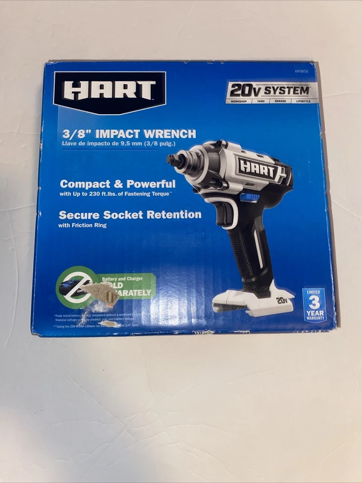 HART HPIW50 20V System 3/8 inch Impact Wrench LED Light 2.6 Lbs BRAND NEW In Box - Image 1 of 4