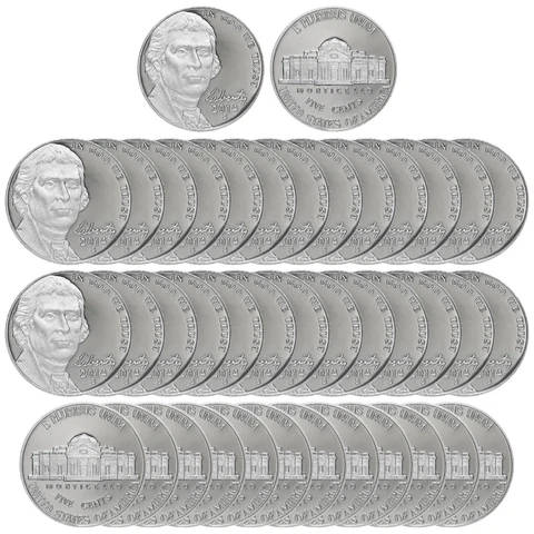 2014 S Jefferson Nickel Gem Deep Cameo Proof Roll 40 US Coins Cover
