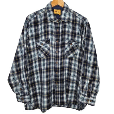 Camisa abotonada de franela forrada a cuadros vintage de camel resistente para hombre talla XL  Foto 1 de 4